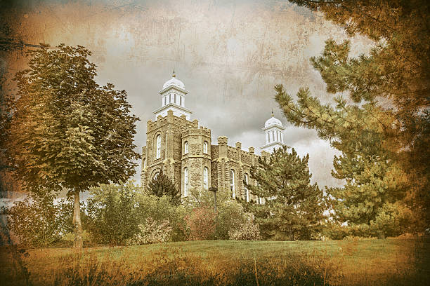 Logan Utah LDS Temple Photo taken of Logan Utah LDS temple where often people are married from Utah State University. utah state university stock pictures, royalty-free photos & images