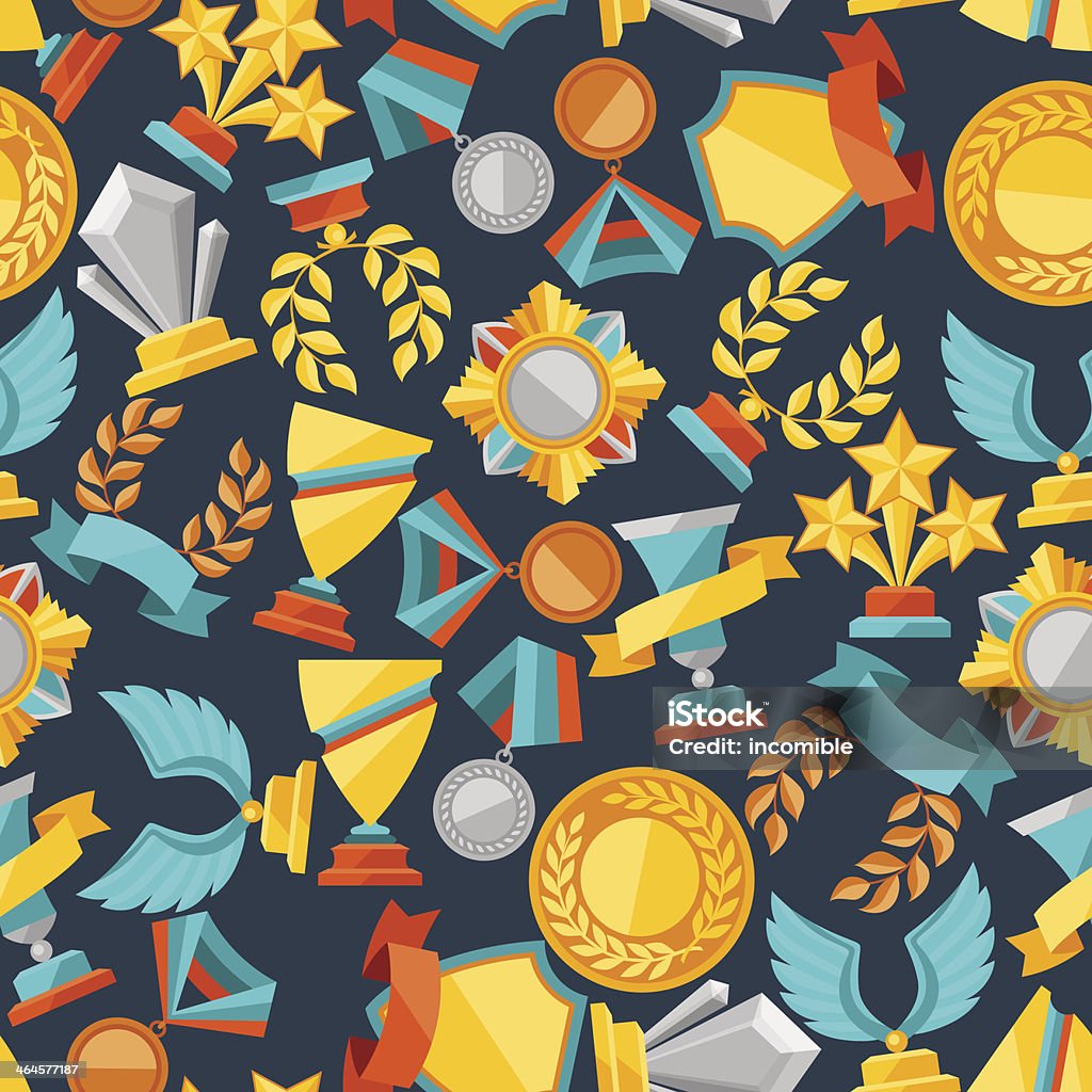 Awarded Pattern Seamless Pattern With Trophy And Awards Stock Illustration - Download ...