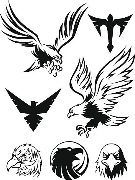 Vector illustration of Black and white eagle pictures