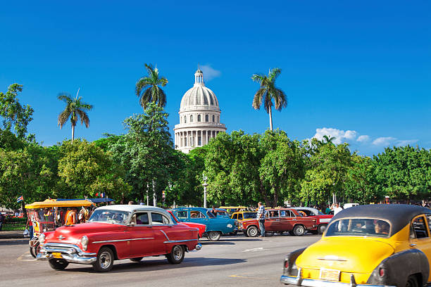 Habana Old City in Cuba Capitolio in the background capitolio stock pictures, royalty-free photos & images