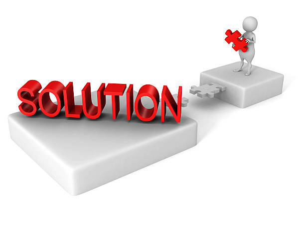 istock white 3d person with bridge of puzzle and word SOLUTION 464581418