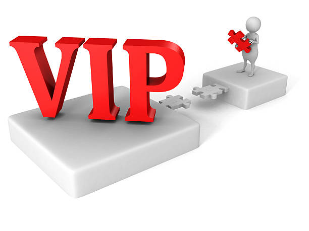 istock white 3d man jigsaw puzzle bridge to red VIP word 464582384