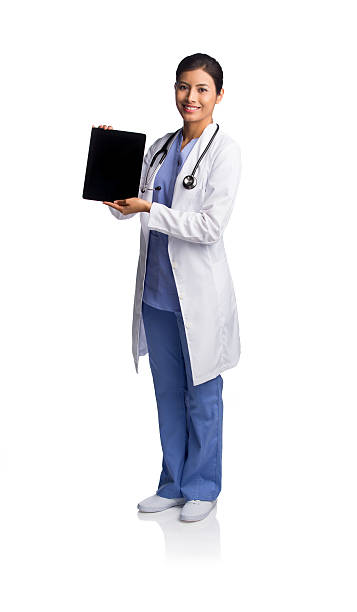 istock Female doctor showing digital tablet 464583682