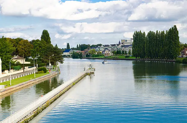 river in the town of Compiegne, France