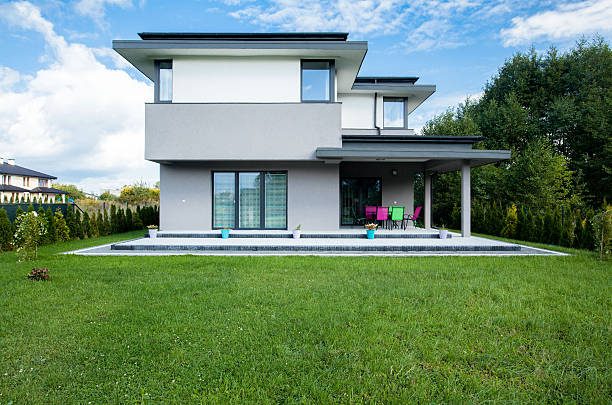 istock Large modern house with a large garden 464586304
