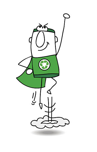 супер герой переработки в действии - recycling green environment superhero stock illustrations