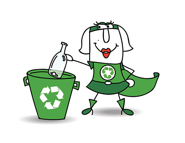 ilustrações, clipart, desenhos animados e ícones de karen e recyling garrafa - recycling green environment superhero