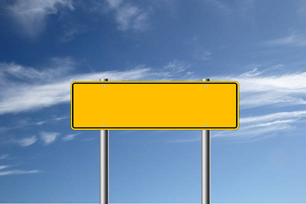 istock Blank yellow road sign. 464590581
