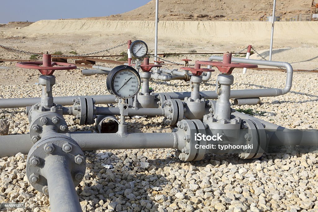 Oil pipeline Oil pipeline in Bahrain. Middle East Desert Area Stock Photo
