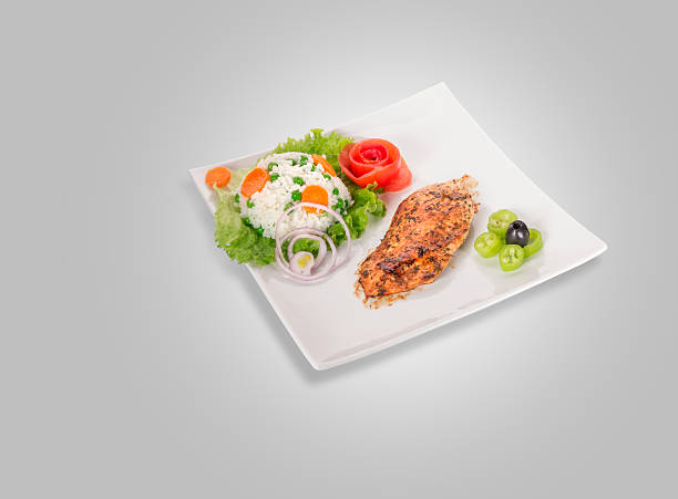 istock Chicken fillet on plate 464591727