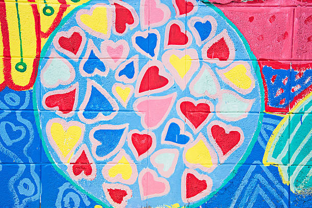 istock Watercolor heart on old concrete sidewalks in public parks 464592810