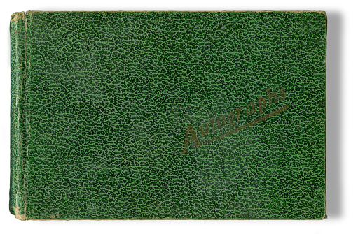 Hardback green leather autograph book