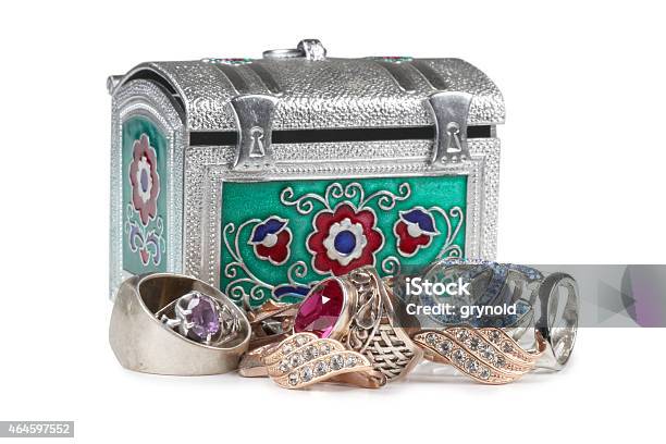 Jewelry In Metal Box Stock Photo - Download Image Now - 2015, Ancient, Antique