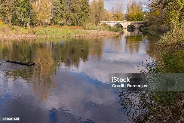 Beautiful Reflection Of Trees And Sky Of The River Carrión Stock Photo - Download Image Now