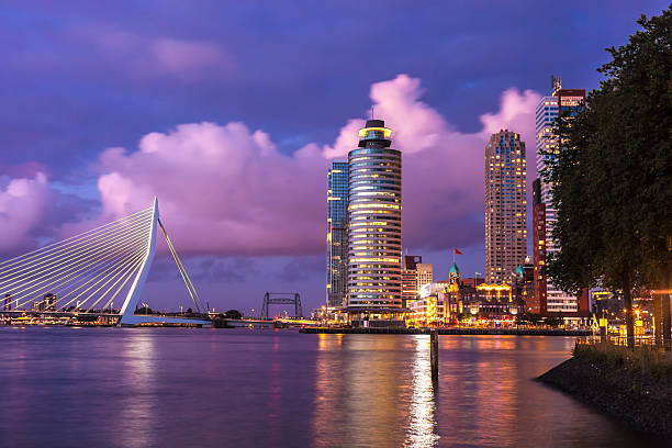 skyline von rotterdam - rotterdam stock-fotos und bilder