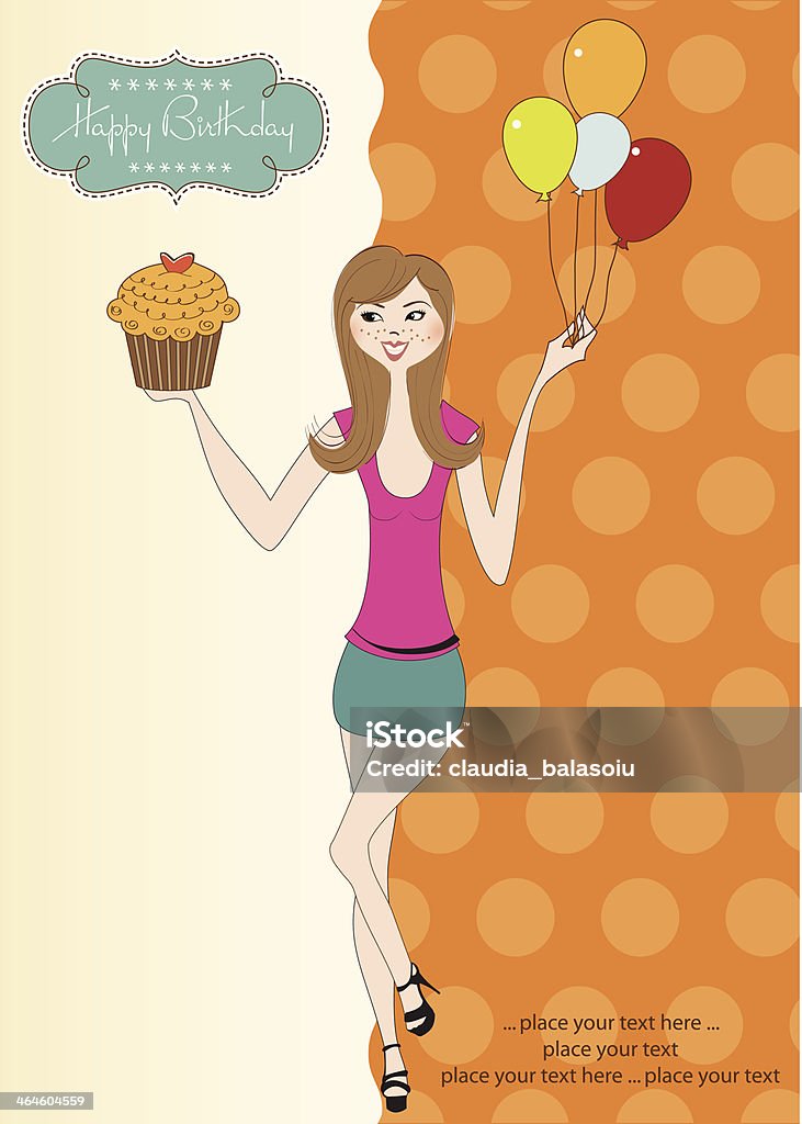 Sweet Sixteen tarjeta de cumpleaños con chica - arte vectorial de Acontecimiento libre de derechos