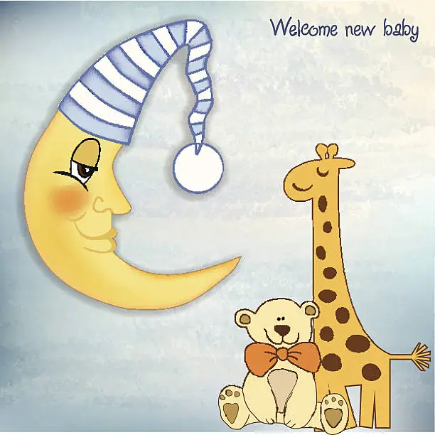 Vector illustration of welcome baby greetings card