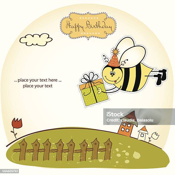 Birthday Card With Bee Stock Illustration - Download Image Now - Abstract, Anniversary, Arrival