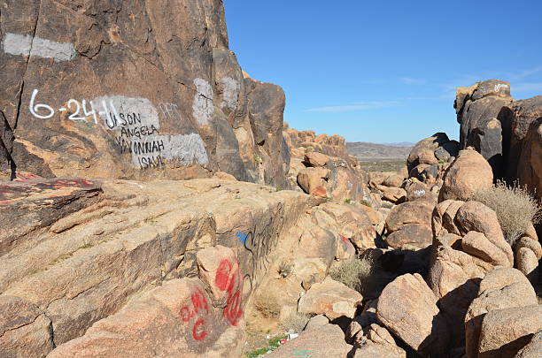 istock Graffiti Covered Boulders in California Desert 464611676