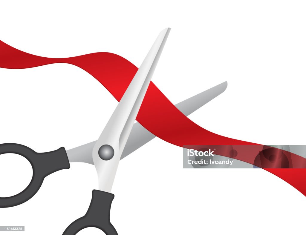 Cutting red ribbon File format is EPS10.0.  Ribbon Cutting stock vector