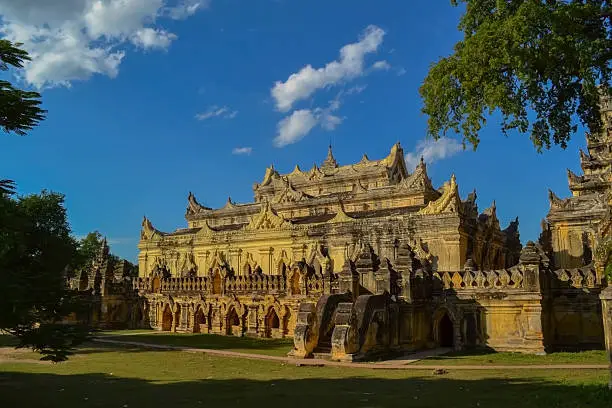 The temple of Maha Aungmye Bonzan monastery in Inwa, Mandalay, Myanmar.