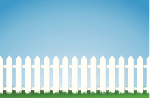 a vector illustration of a white picket fence, Image contains lots of space for copy. Eps version 8