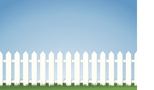 white picket fence a vector illustration of a white picket fence, Image contains lots of space for copy. Eps version 8 picket fence stock illustrations