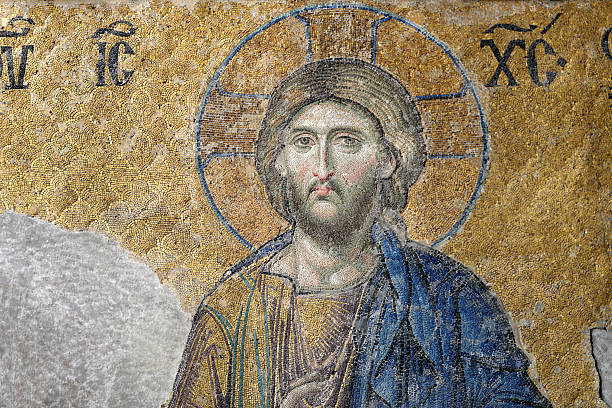 cristo, deesis mosaico - pantocratore foto e immagini stock