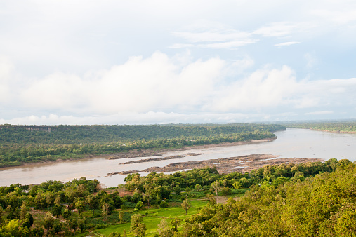 View of the natural beauty of the Mekong River in Thailand in Ubonratchathani