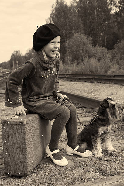 istock girl with dog retro 464617475