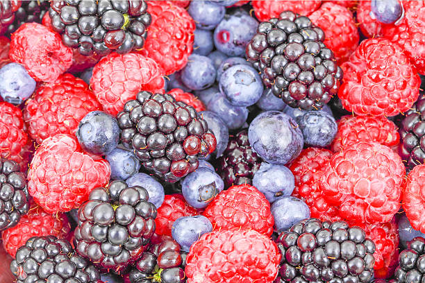istock Raspberry, blackberry and blueberry use for background 464618180