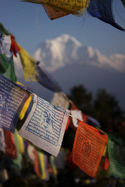 istock Prayer flags in front of Dhaulagiri 464618994