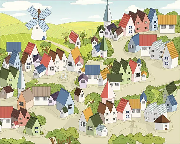 Vector illustration of fairy town