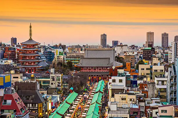 Asakusa, Tokyo, Japan at Senso-ji Temple.