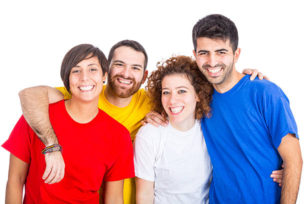 istock Happy Group of Friends on White Background 464622311