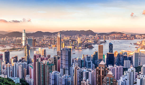 istock Sunset Over Victoria Harbor, Hong Kong 464624727