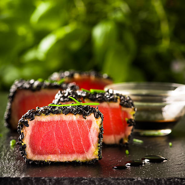 istock Fried tuna steak in black sesame 464626546