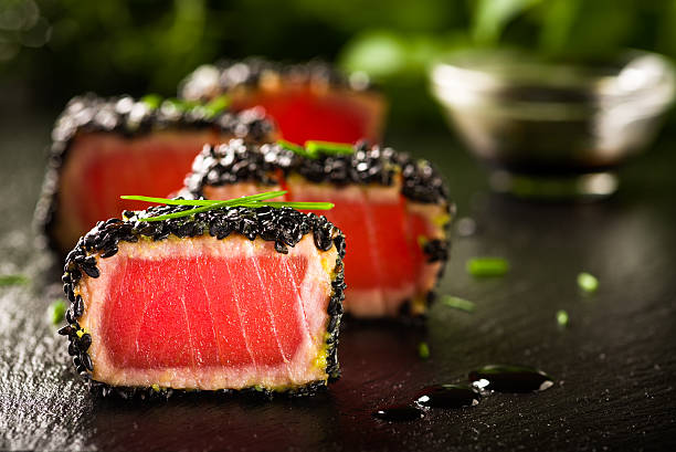 istock Fried tuna steak in black sesame 464626558