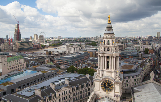 London, UK - August 12, 2014:  London's panorama on City office buildings, the leading banking, investments and stock market aria in London. 