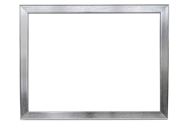 large aluminum empty photo frame on a white background - horizontaal fotos stockfoto's en -beelden