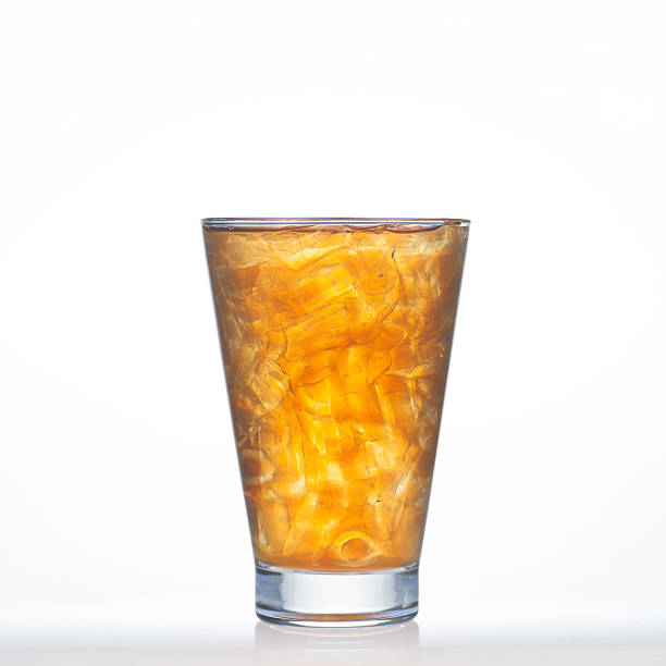istock Lemon tea cold drinks with ice in glass isolated 464627942
