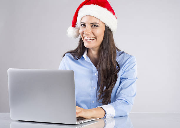 istock Beautiful christmas woman 464628235