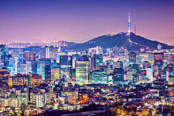 Seoul Skyline Seoul, South Korea city skyline nighttime skyline. south korea stock pictures, royalty-free photos & images