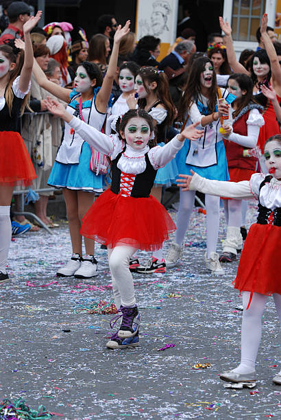: Limassol, Cyprus - February 22, 2015 : Young teenage carnival participants during the annual Grand Carnival Parade in  Limassol,  Cyprus
