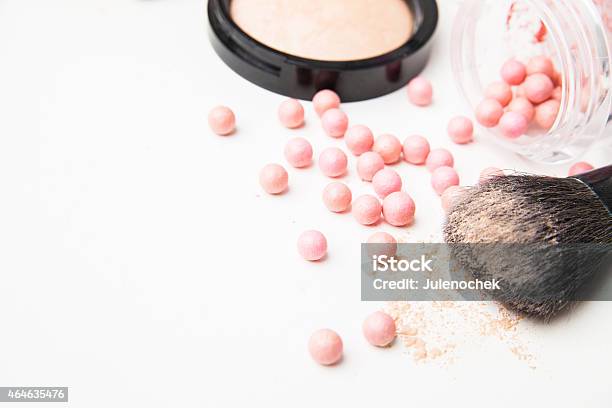 The Bronzing Pearls And Makeup Brush Stock Photo - Download Image Now - 2015, Adult, Applying