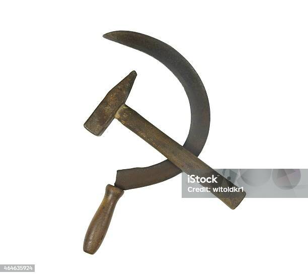 Old Rusty Sickle And Hammer Stock Photo - Download Image Now - 2015, Agriculture, Art And Craft