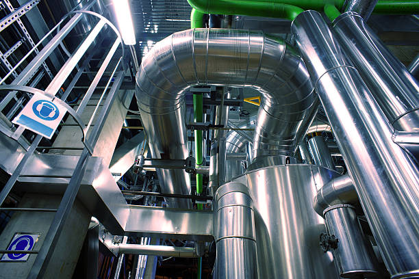istock Industrial zone, Steel pipelines, valves and cables 464636002