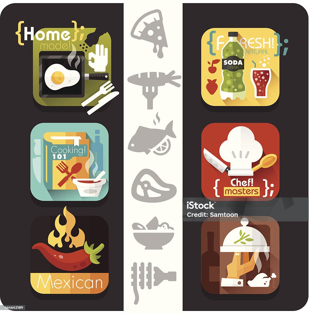 Ícones de comida plana série - Royalty-free Almoço arte vetorial