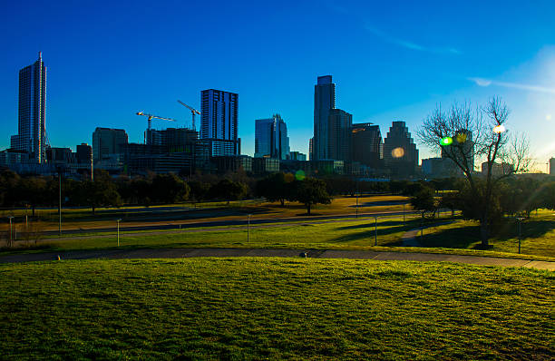 istock Butler Park Green Grass field Austin Skyline 464642728