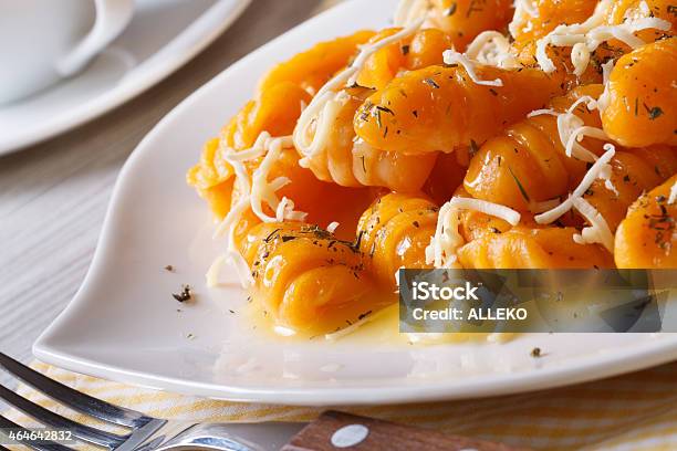 Pumpkin Gnocchi With Cheese And Butter Horizontal Stock Photo - Download Image Now - 2015, Autumn, Backgrounds